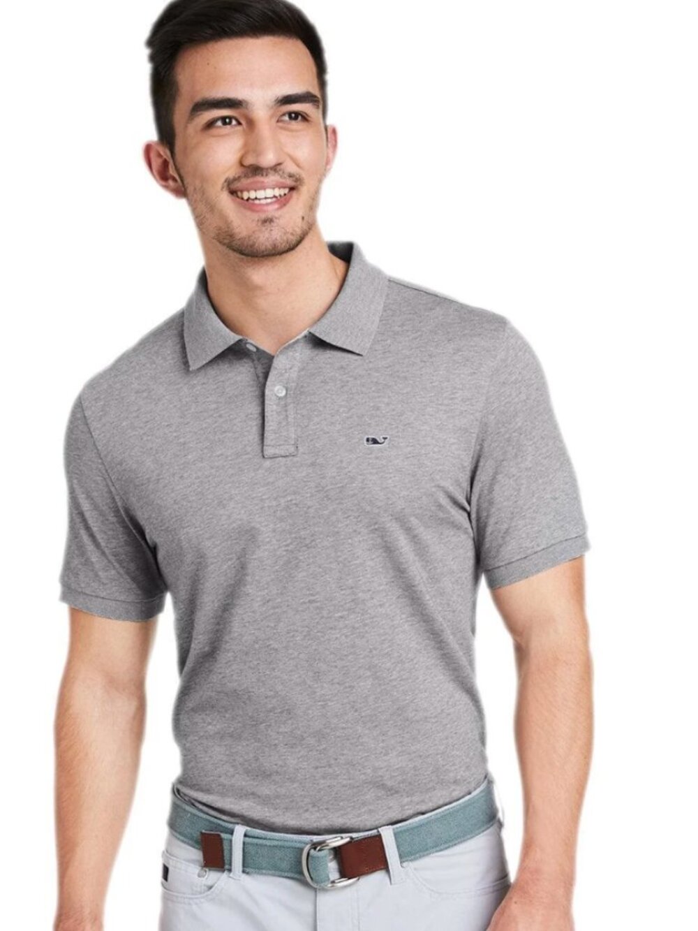 Vineyard Vines Edgartown Pique Polo Shirt-Size Large-Gray